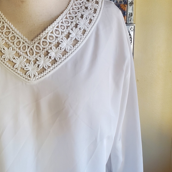 Vintage embroidered white blouse large - Picture 5 of 11